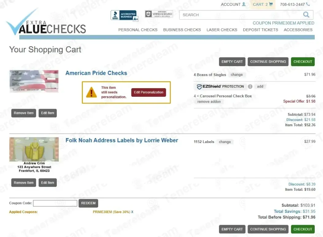 Extra Value Checks coupon code: 30% off with PRIME30EM. Tested and valid as 1 month ago.