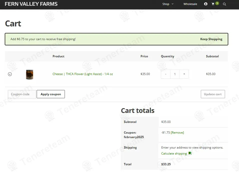 Fern Valley Farms coupon code: 5% off with february2025. Tested and valid as 1 year ago.