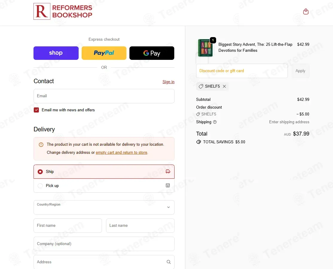 Reformers Bookshop coupon code: $5 off with SHELF5. Tested and valid as 7 months ago.