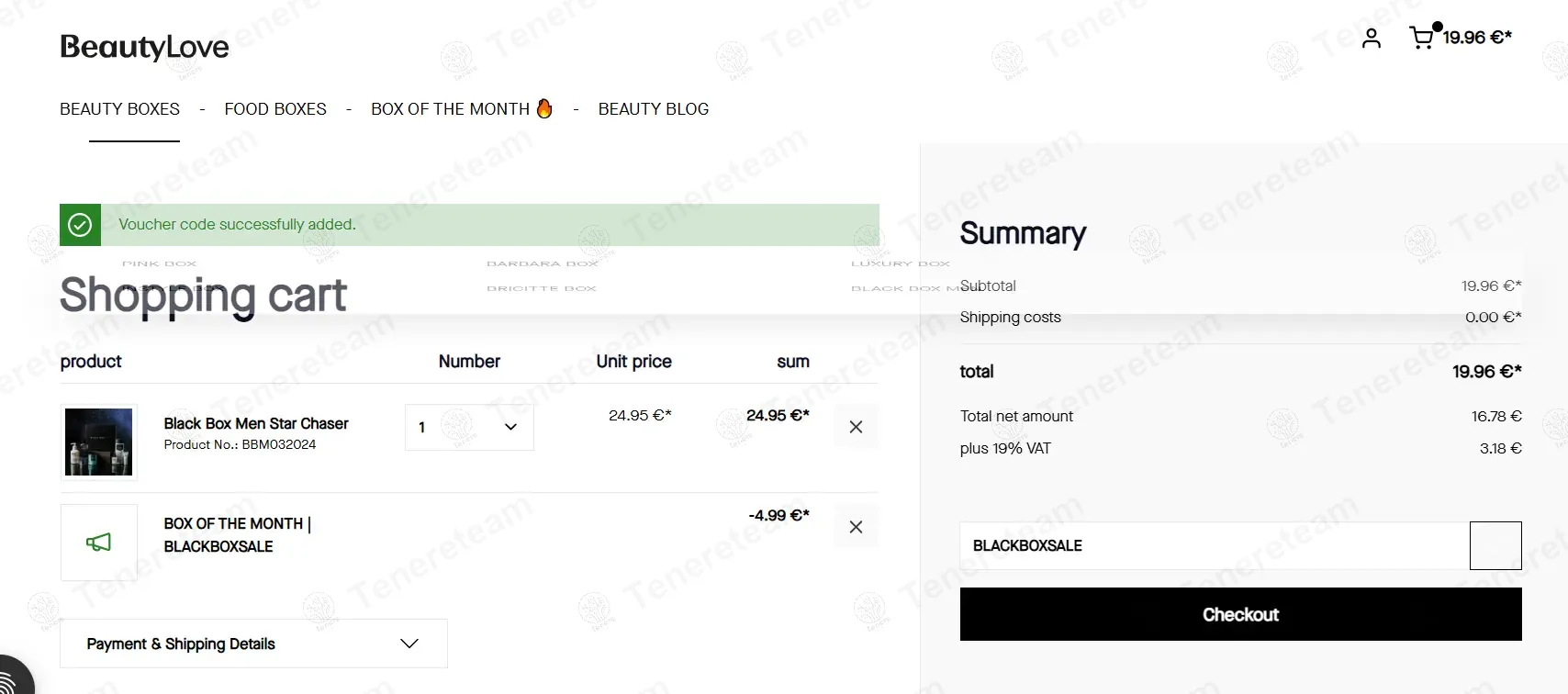 Beautylove DE coupon code: 20% off with BLACKBOXSALE. Tested and valid as 1 year ago.