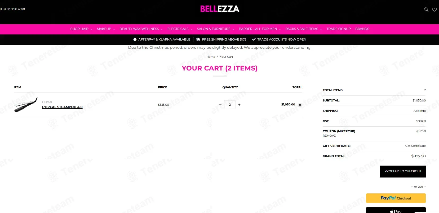 Bellezza Australia coupon code: 5% off with MIXERCUP. Tested and valid as 3 weeks ago.