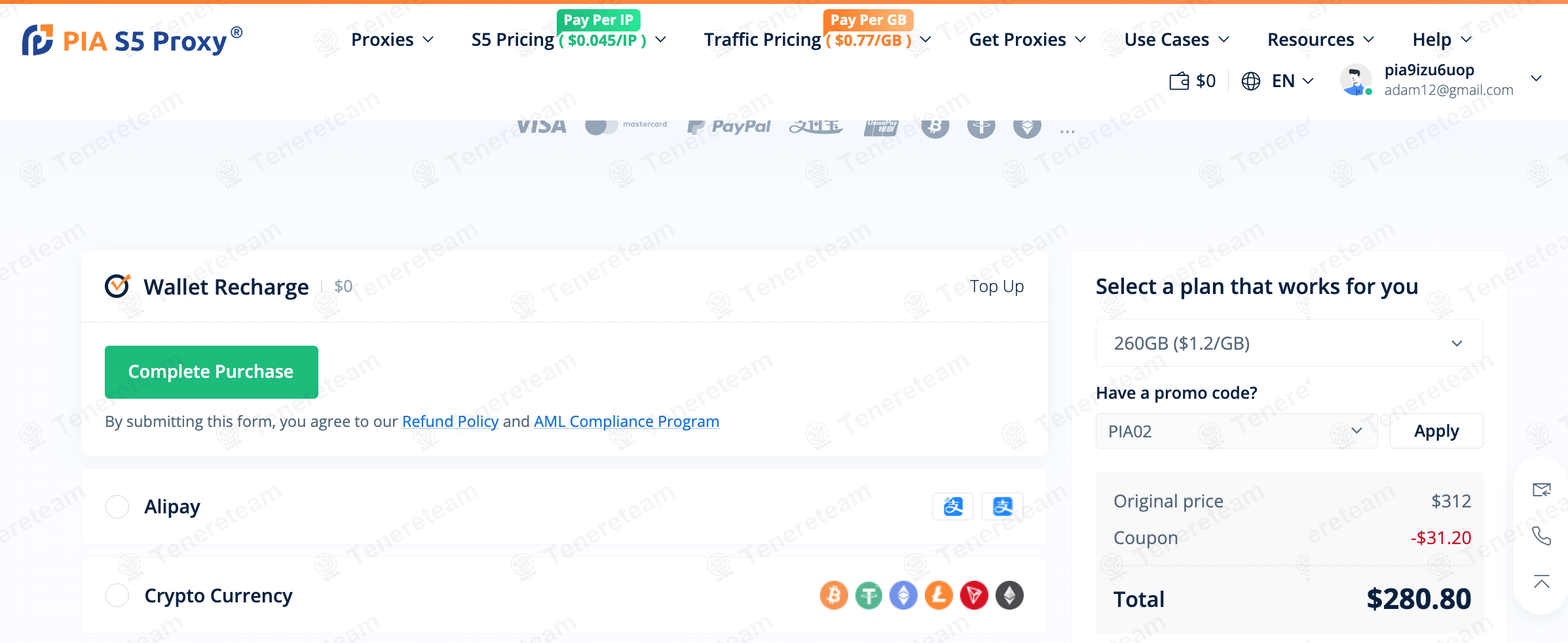 Pia Proxy coupon code: 10% off with PIA02. Tested and valid as 10 months ago.
