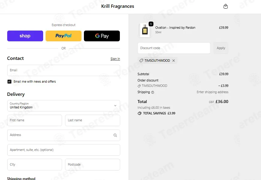 Krill Fragrances coupon code: 10% off with TIMSOUTHWOOD. Tested and valid as 3 weeks ago.