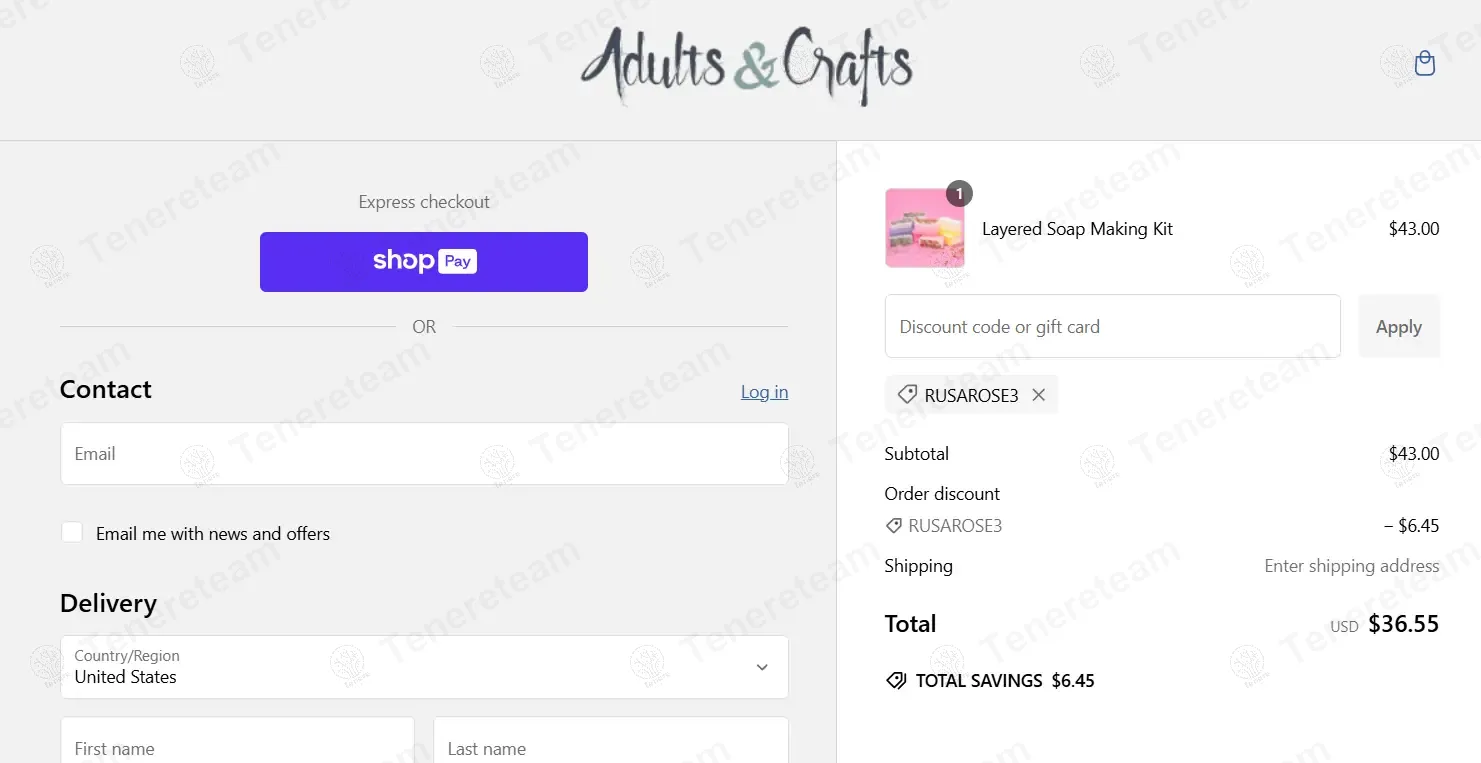 Adults and Crafts coupon code: 15% off with RUSAROSE3. Tested and valid as 1 year ago.