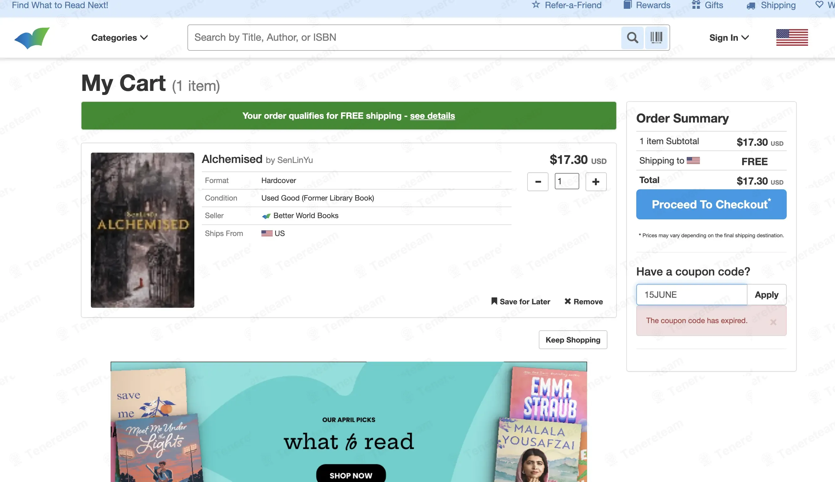 Better World Books coupon code: Sale off with 15JUNE. Tested and valid as 3 months ago.