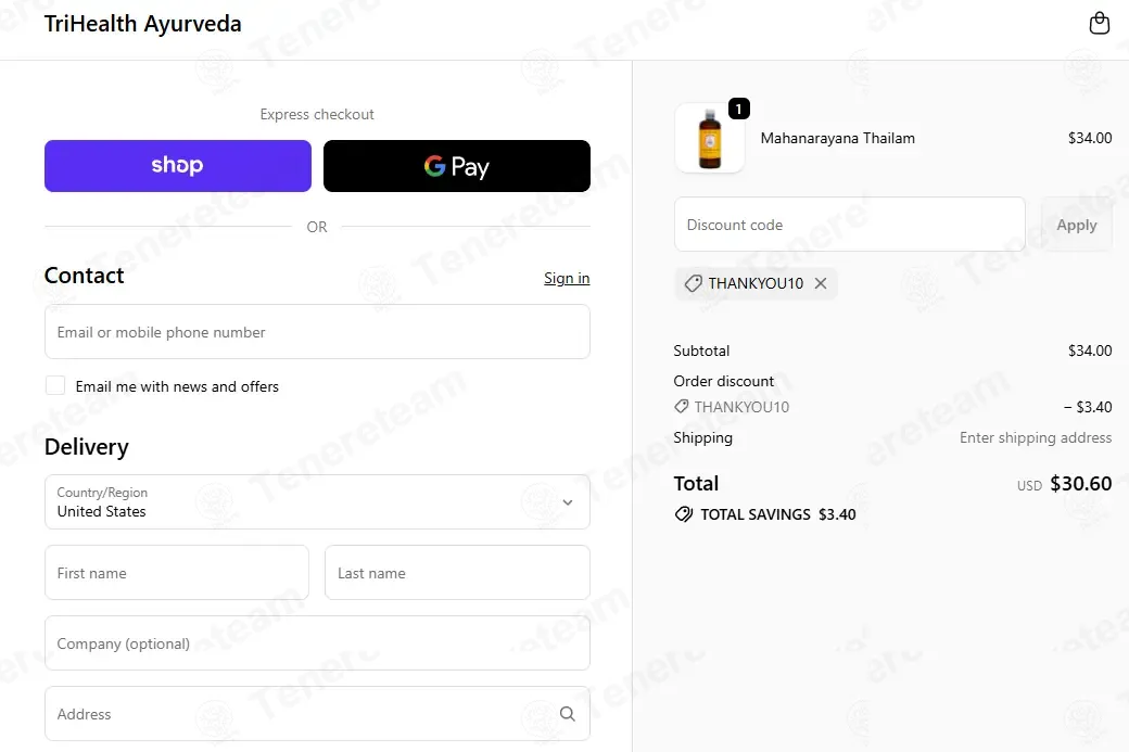 Tri Health Ayurveda coupon code: 10% off with THANKYOU10. Tested and valid as 2 months ago.