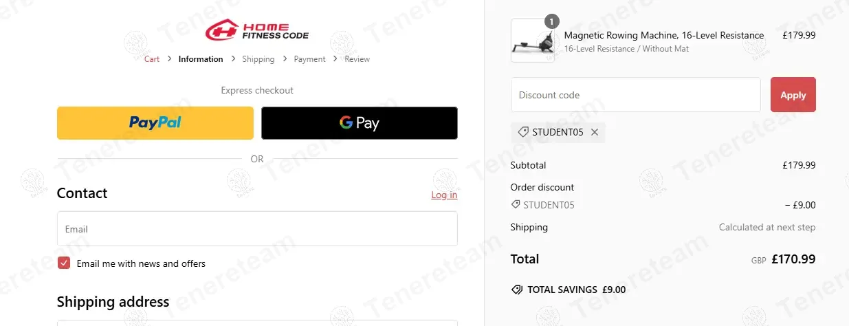 Home Fitness Code coupon code: 5% off with STUDENT05. Tested and valid as 1 year ago.
