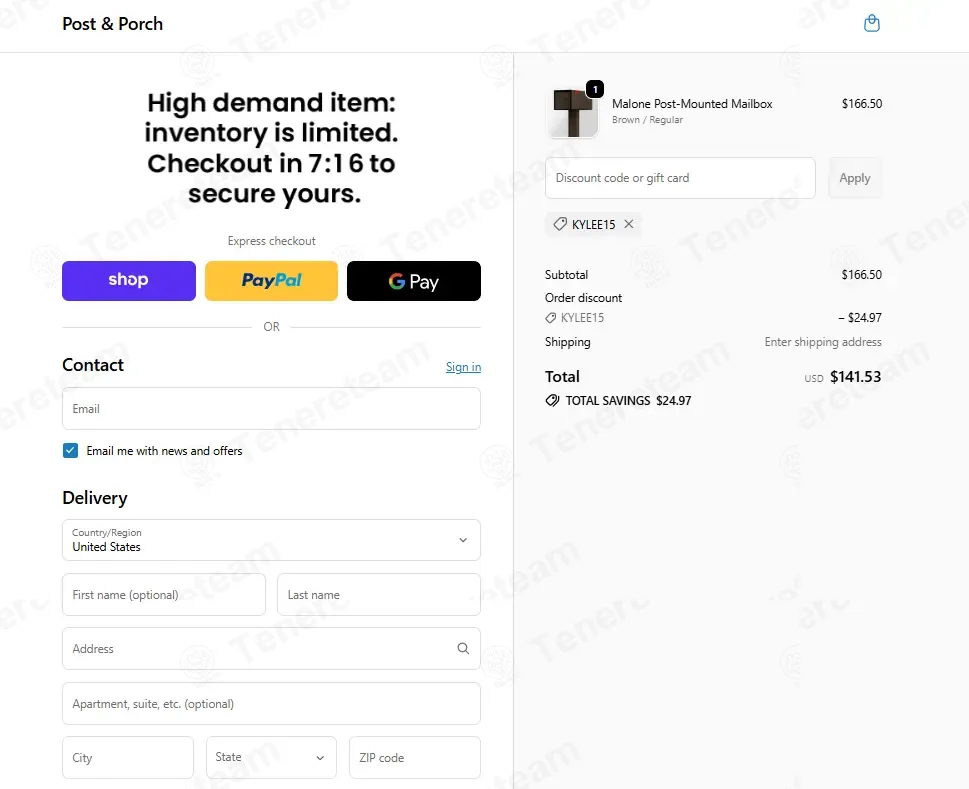 Post And Porch coupon code: 15% off with KYLEE15. Tested and valid as 1 week ago.