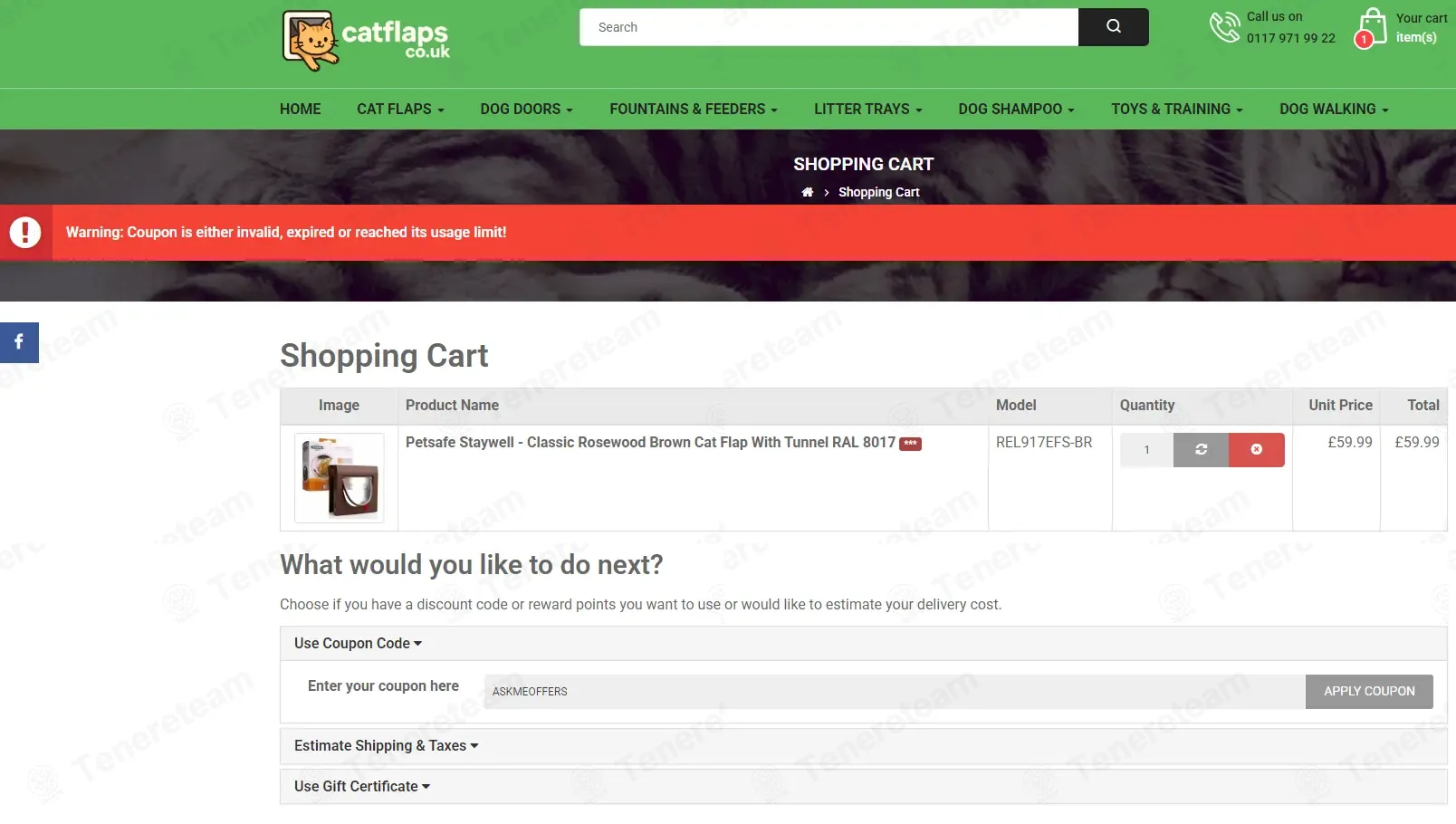 Cat Flap coupon code: 25% off with ASKMEOFFERS. Tested and valid as 6 months ago.