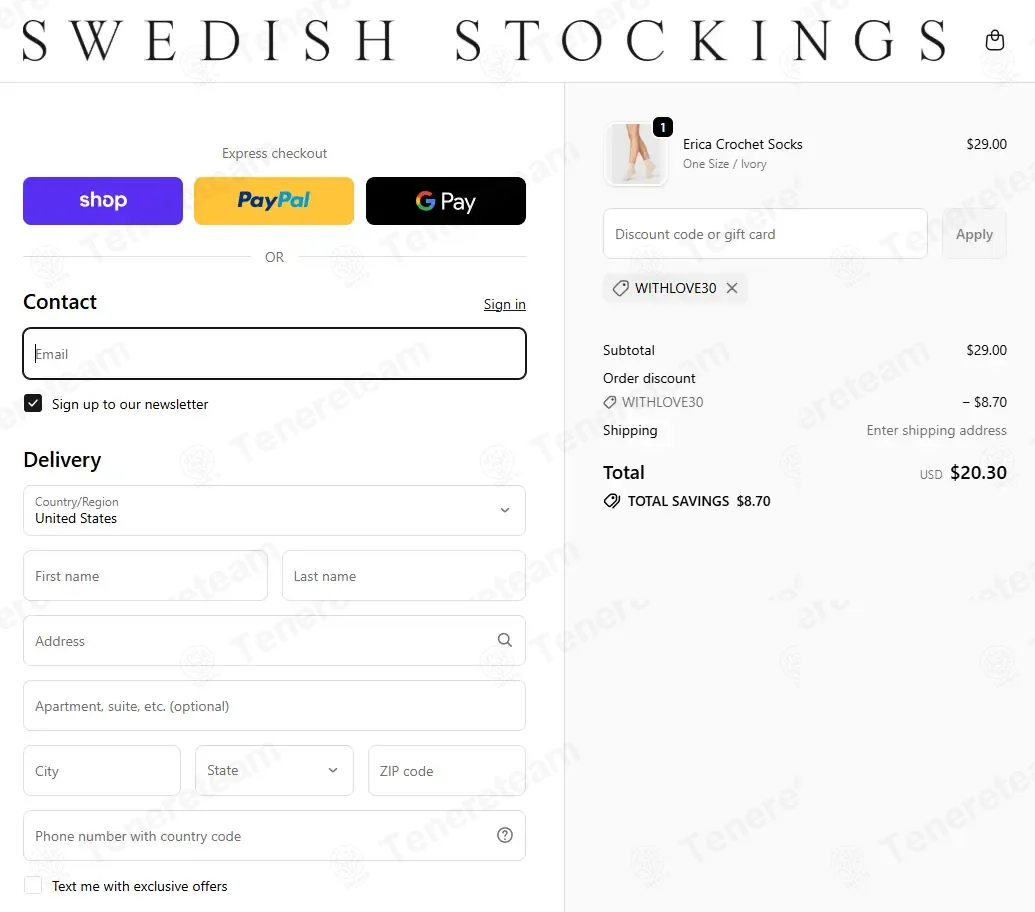 Swedish Stockings coupon code: 30% off with WITHLOVE30. Tested and valid as 1 day ago.