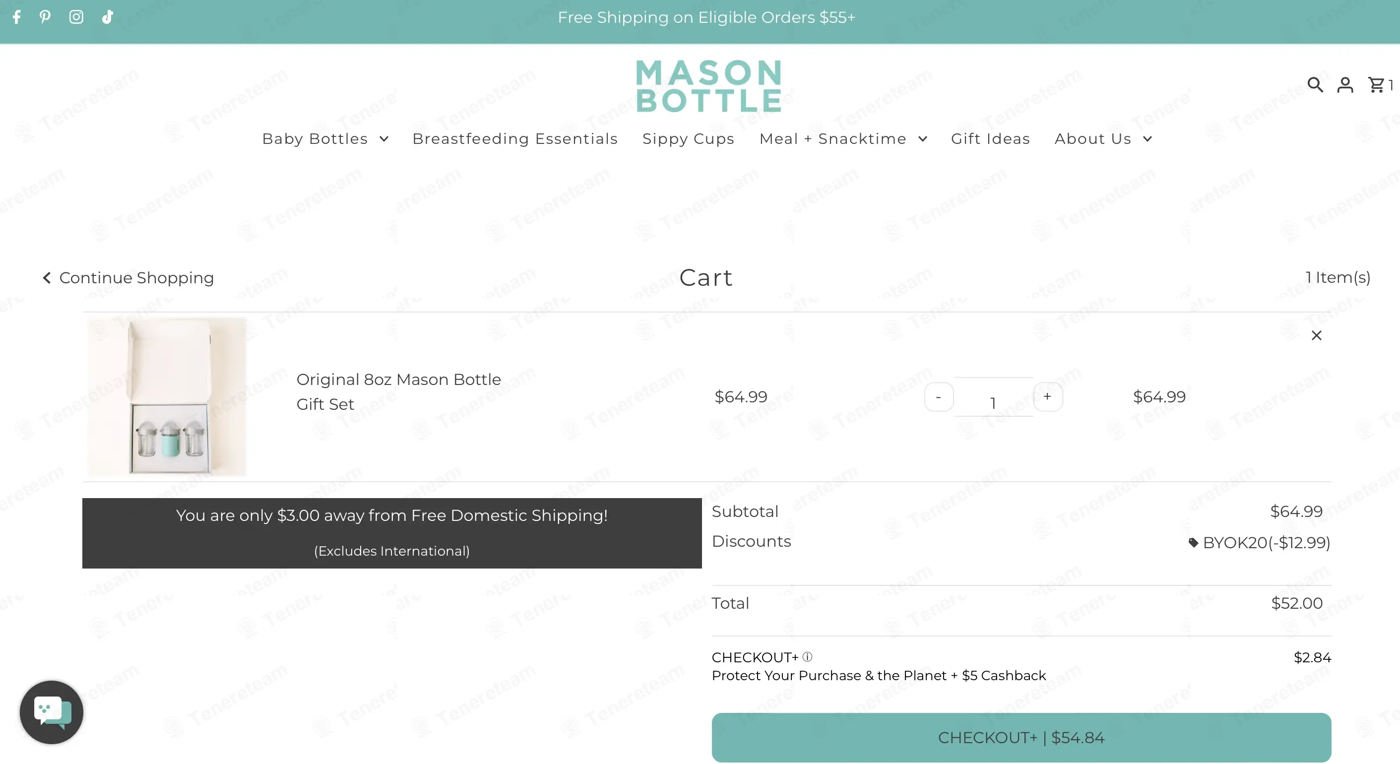 Mason Bottle coupon code: 20% off with BYOK20. Tested and valid as 2 weeks ago.