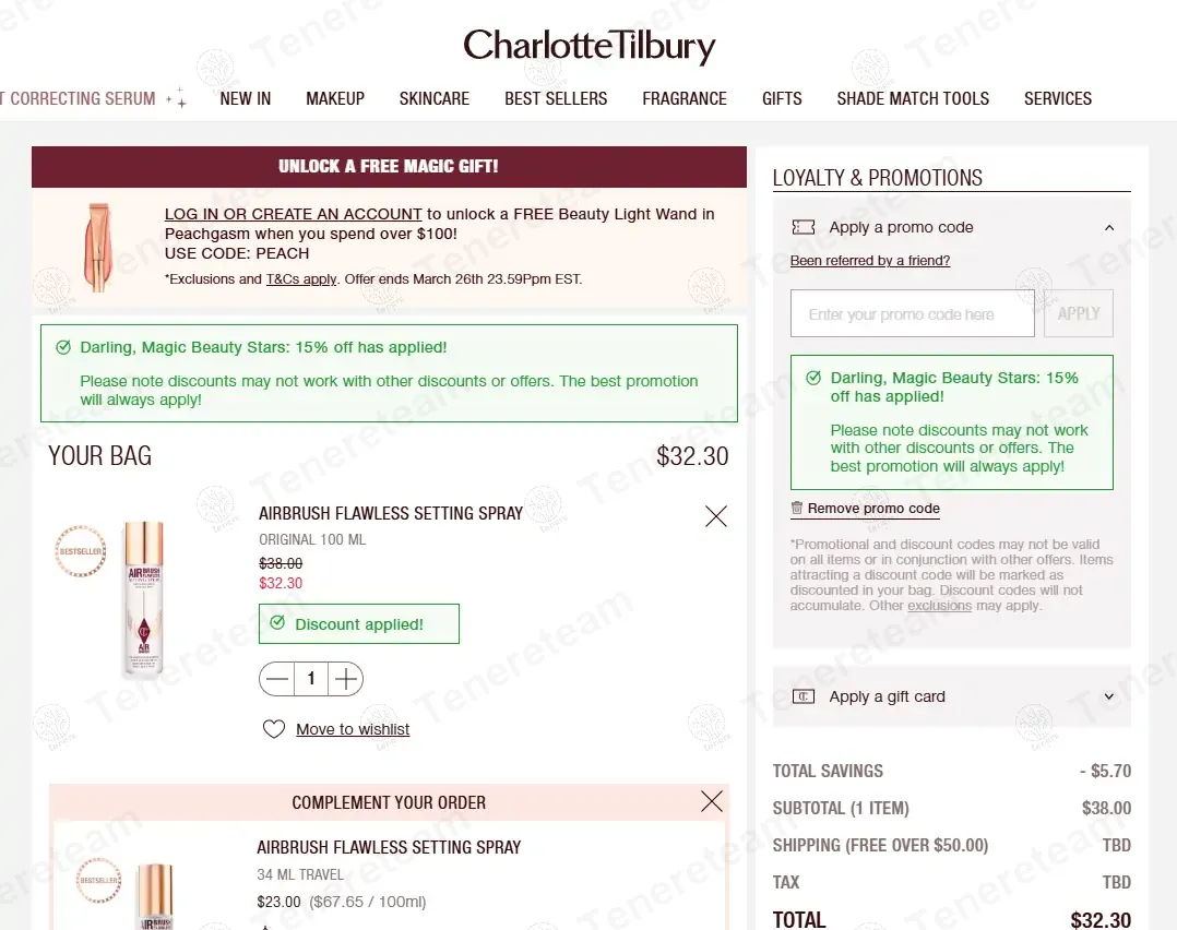 Charlotte Tilbury coupon code: 15% off with MAHEKFA497. Tested and valid as 1 year ago.