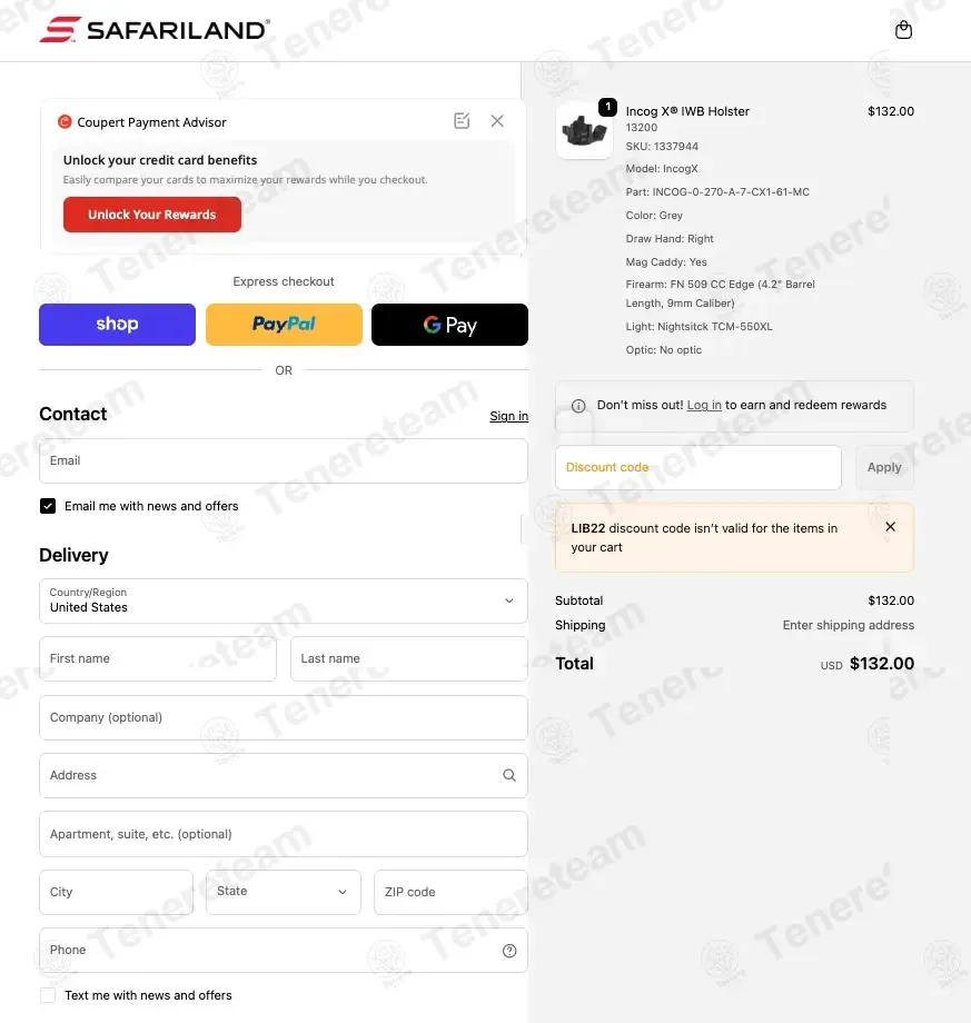 Safariland coupon code: 20% off with LIB22. Tested and valid as 2 months ago.