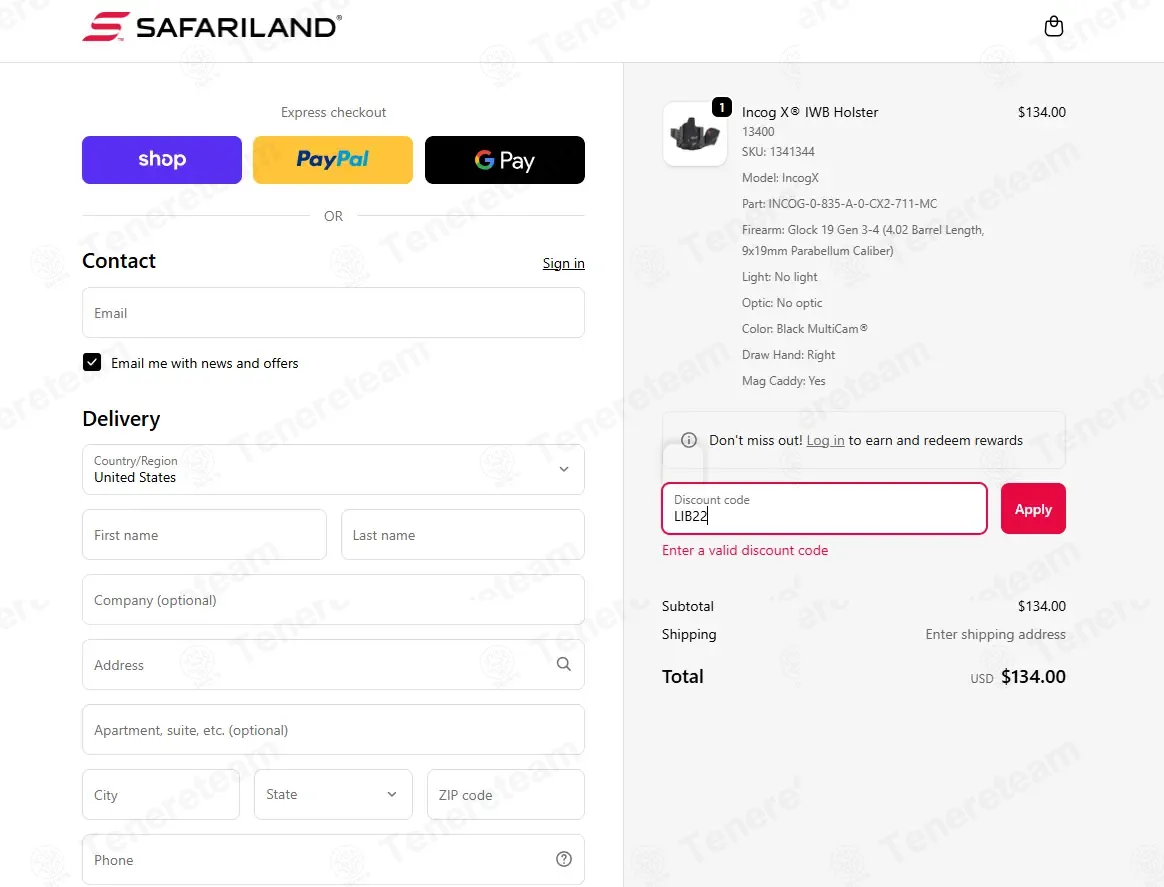 Safariland coupon code: 20% off with LIB22. Tested and valid as 2 months ago.