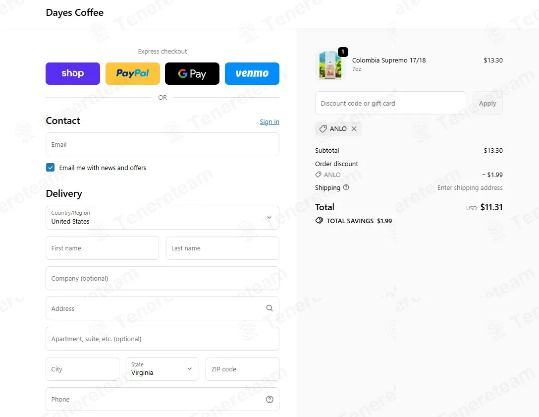 Dayes Coffee coupon code verified as working at checkout