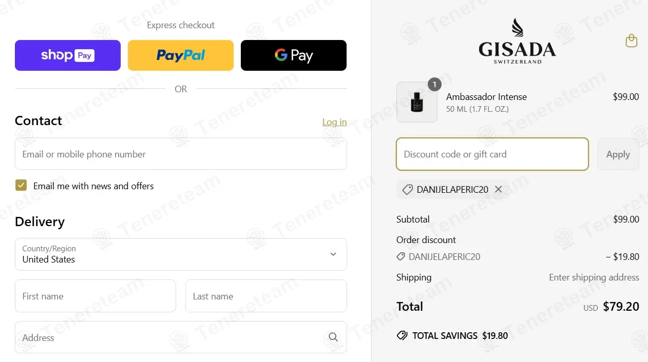Gisada coupon code: 20% off with DANIJELAPERIC20. Tested and valid as 1 year ago.
