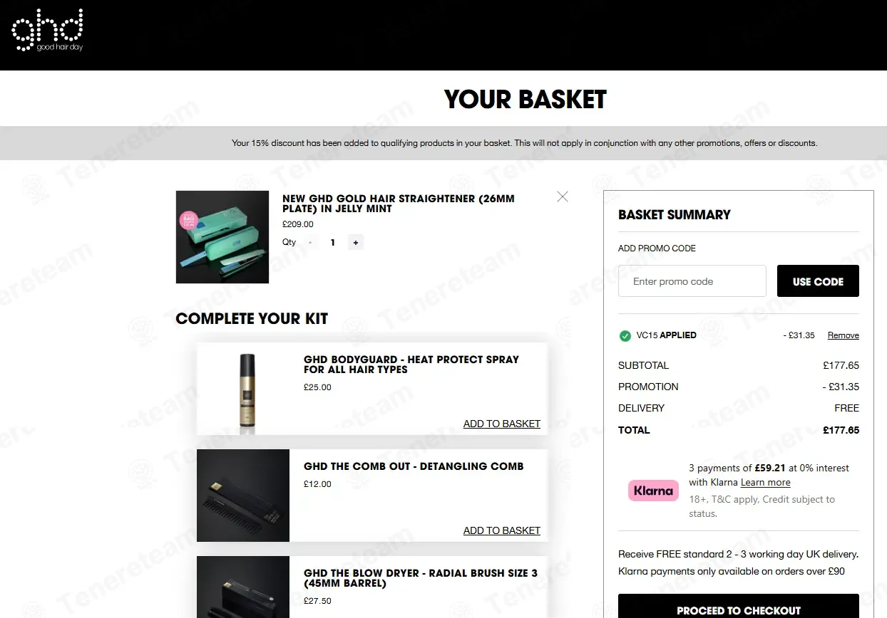 Ghd Hair coupon code: 15% off with VC15. Tested and valid as 4 weeks ago.