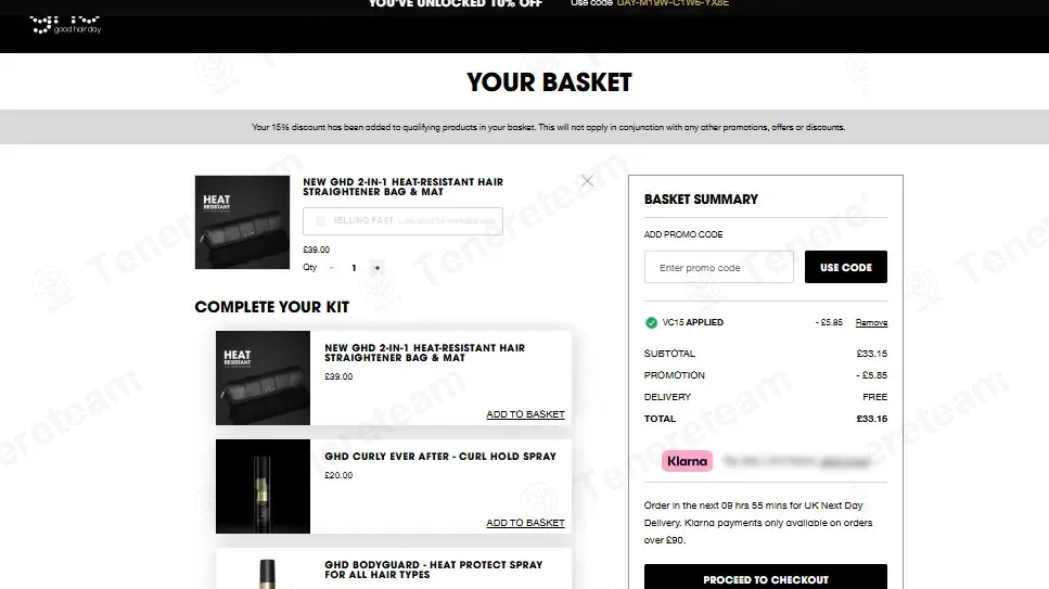 Ghd Hair coupon code: 15% off with VC15. Tested and valid as 4 weeks ago.