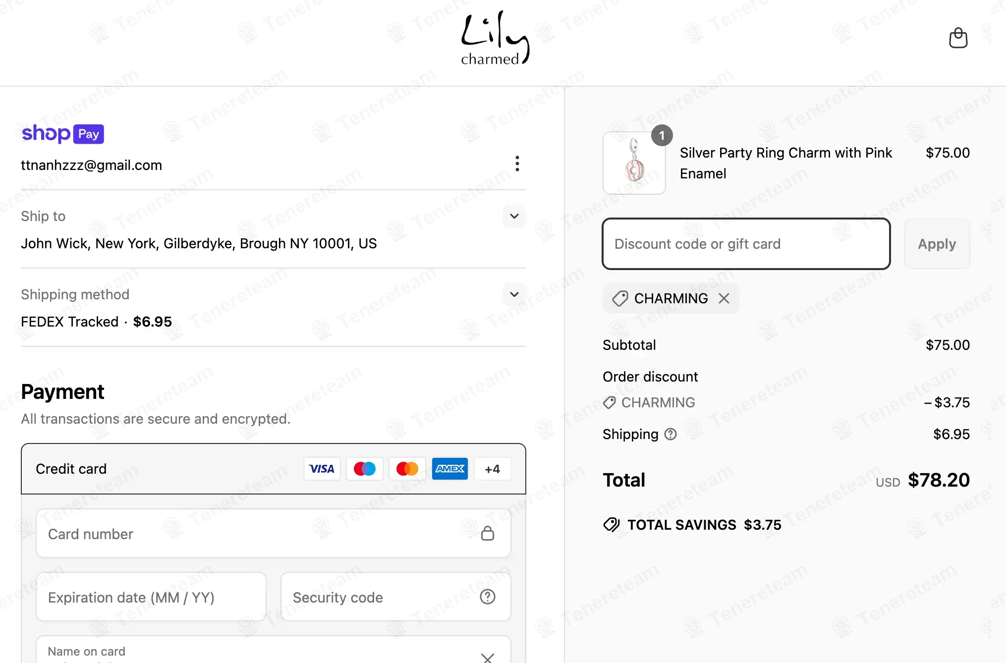 Lily Charmed coupon code re-checked and confirmed working at checkout
