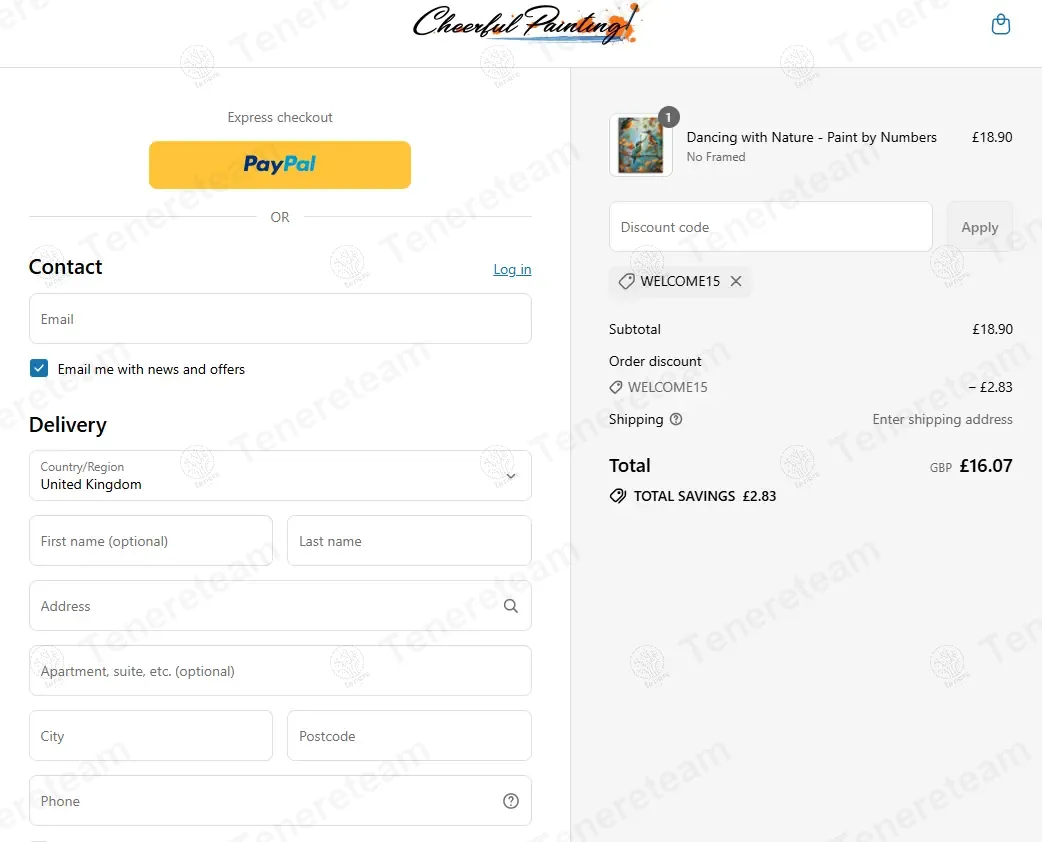 Cheerful Painting UK coupon code: 15% off with WELCOME15. Tested and valid as 1 year ago.