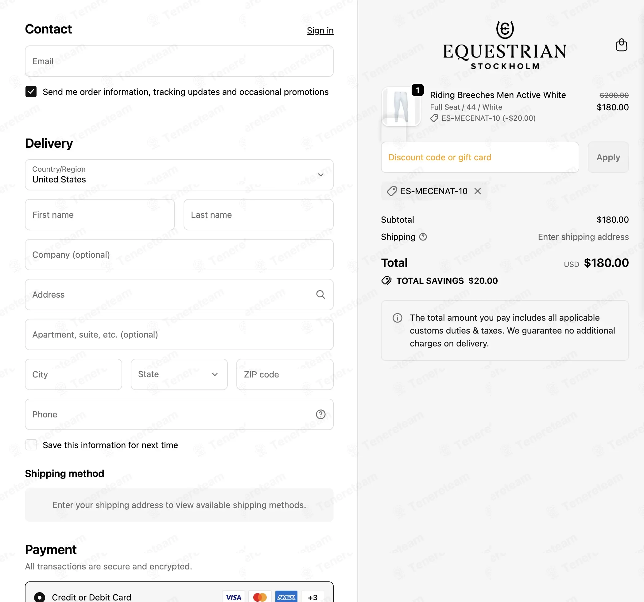 Equestrian Stockholm coupon code: 10% off with ES-MECENAT-10. Tested and valid as 6 months ago.