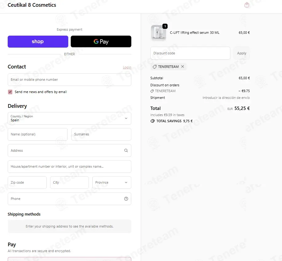 Ceutikal8 coupon code: 15% off with TENERETEAM. Tested and valid as 2 days ago.