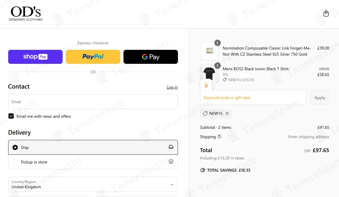ODs Designer Clothing coupon code: 15% off with NEW15. Tested and valid as 1 year ago.