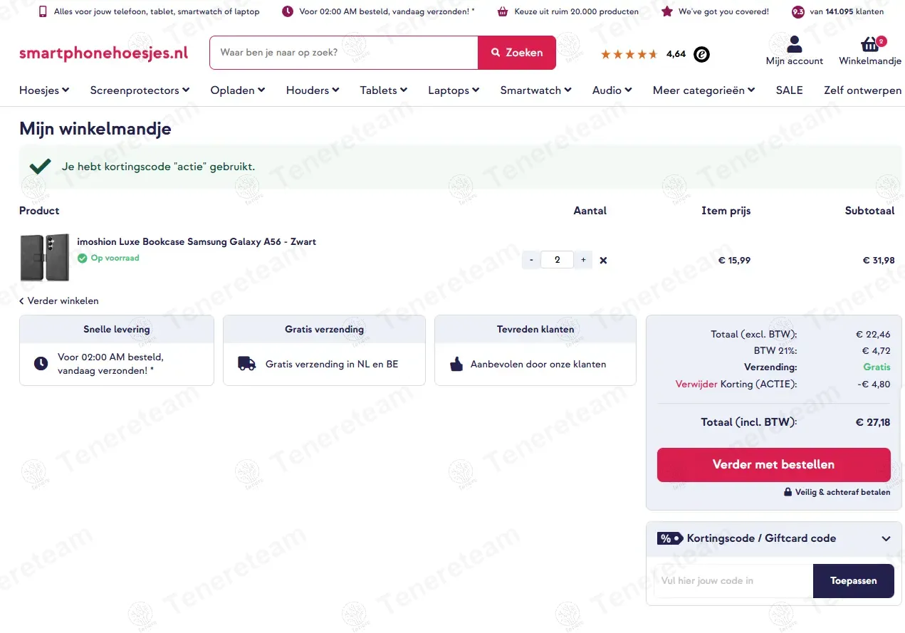 Smartphonehoesjes NL coupon code: 20% off with ACTIE. Tested and valid as 1 year ago.
