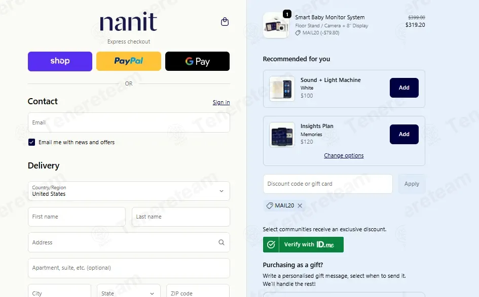 Nanit coupon code: 20% off with MAIL20. Tested and valid as 2 months ago.