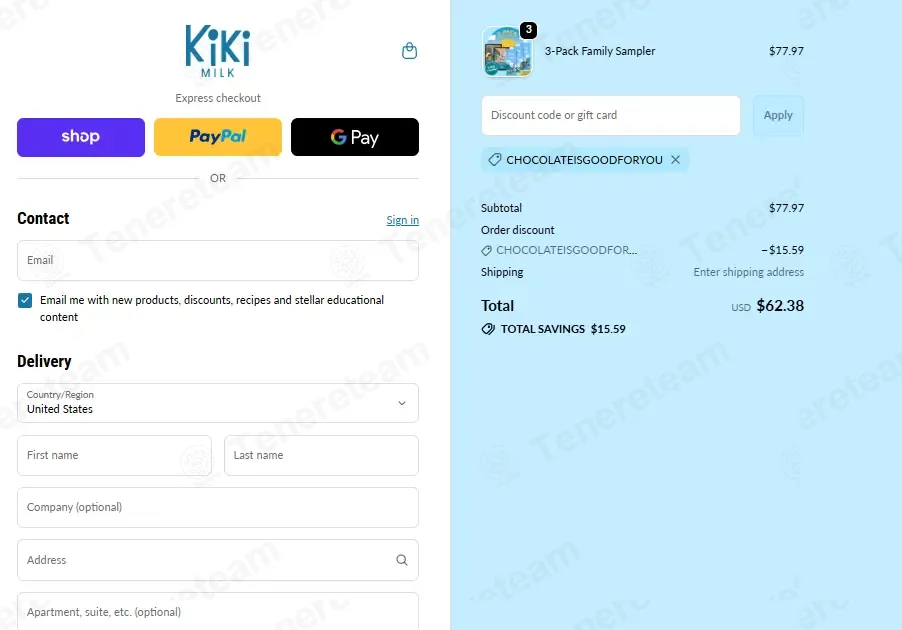 Kiki Milk coupon code: 20% off with CHOCOLATEISGOODFORYOU. Tested and valid as 3 days ago.