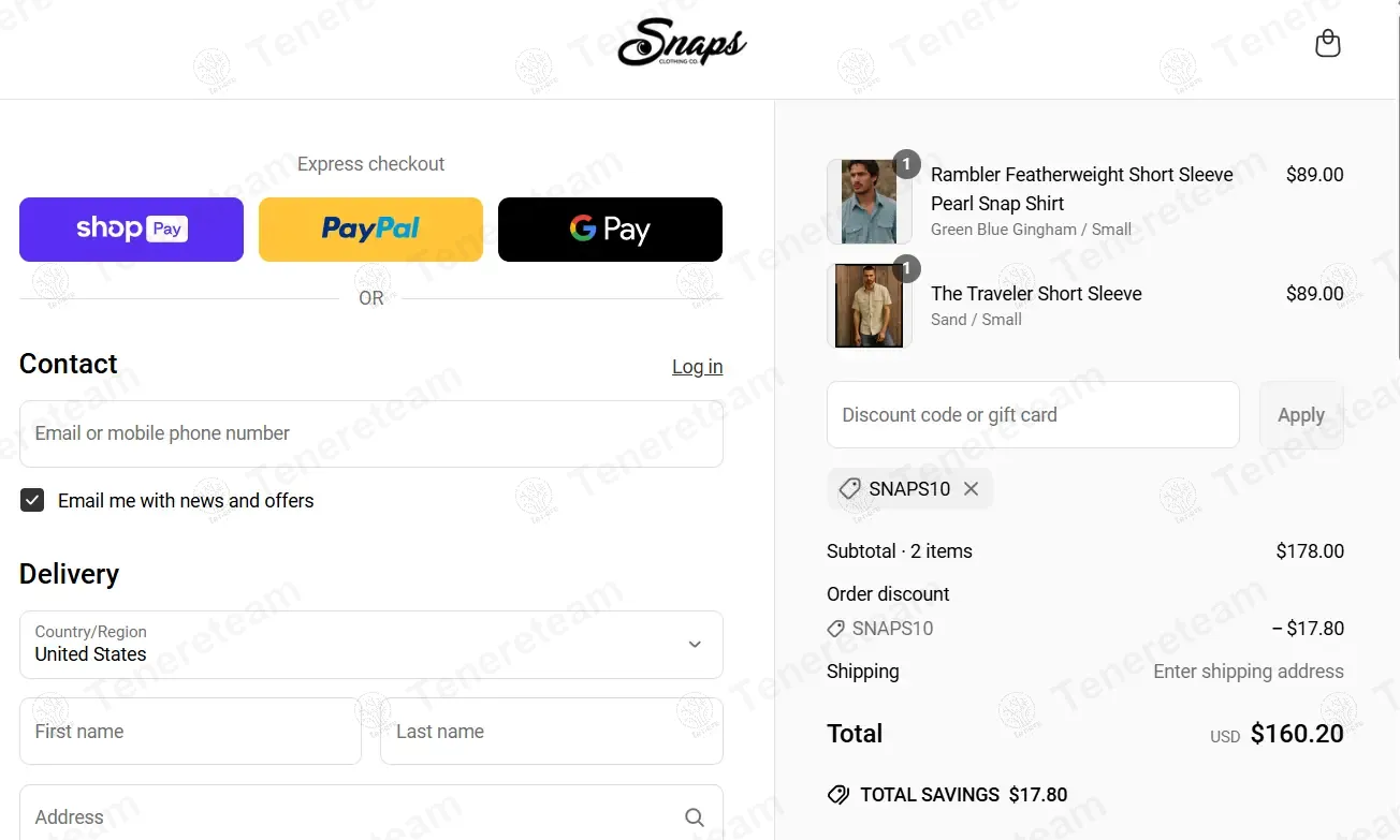 Snaps Clothing coupon code: 10% off with SNAPS10. Tested and valid as 1 year ago.