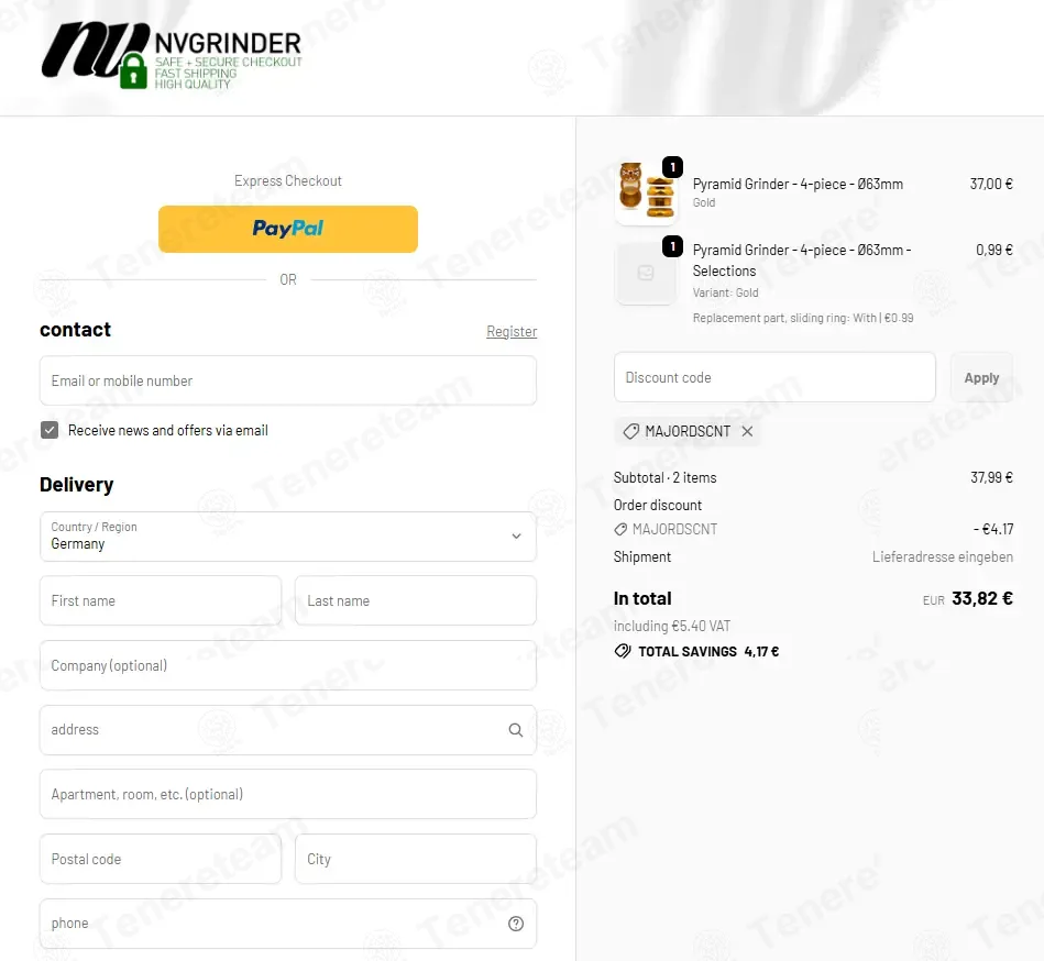 Nvgrinder coupon code: 11% off with MAJORDSCNT. Tested and valid as 1 month ago.