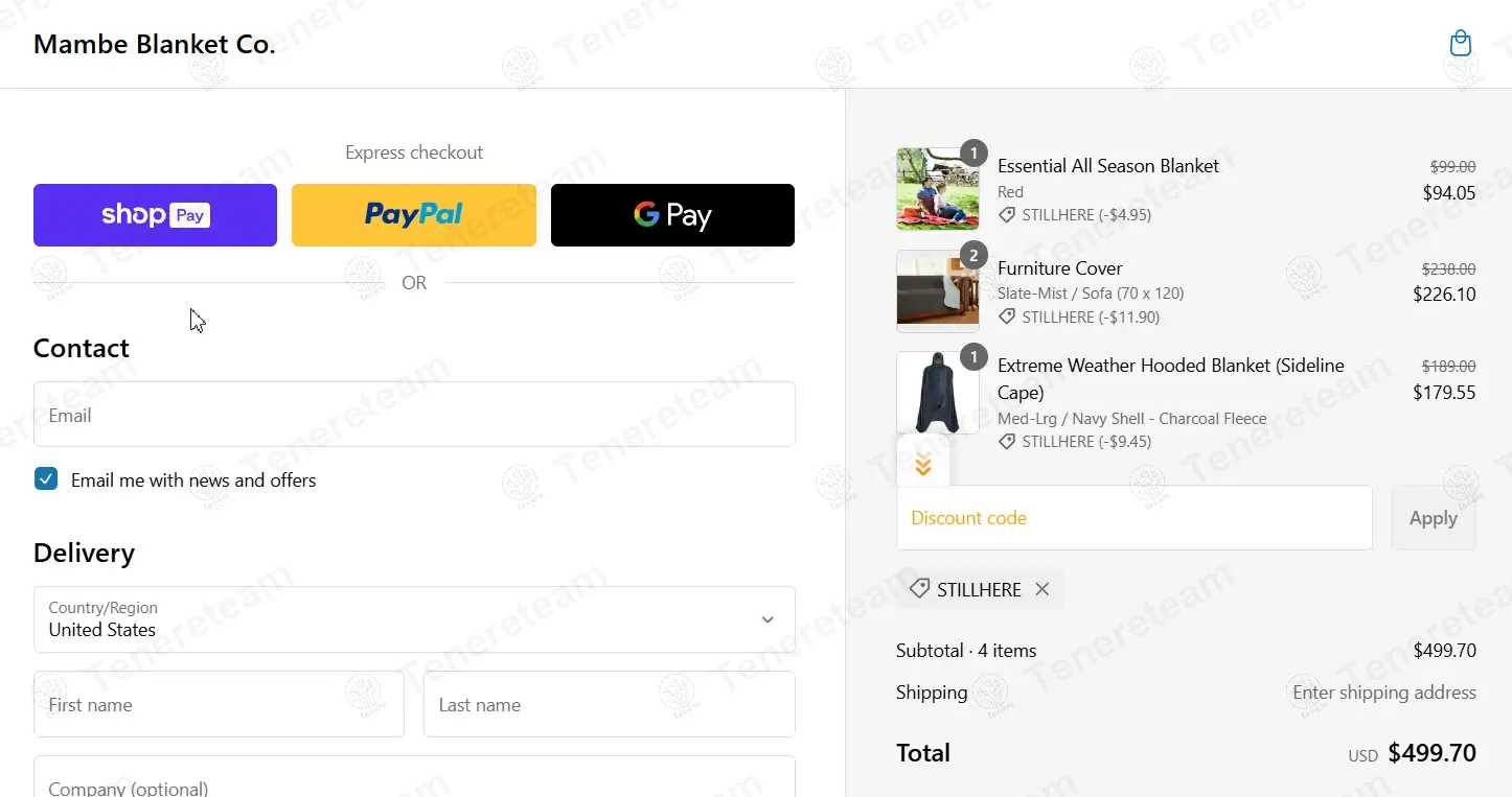 Mambe Blanket coupon code: 5% off with STILLHERE. Tested and valid as 3 weeks ago.