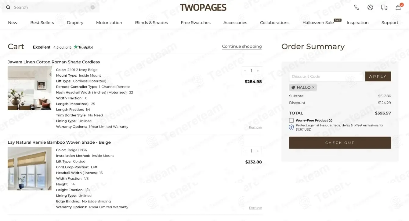 Two Pages Curtains coupon code: 24% off with HALLO. Tested and valid as 1 month ago.
