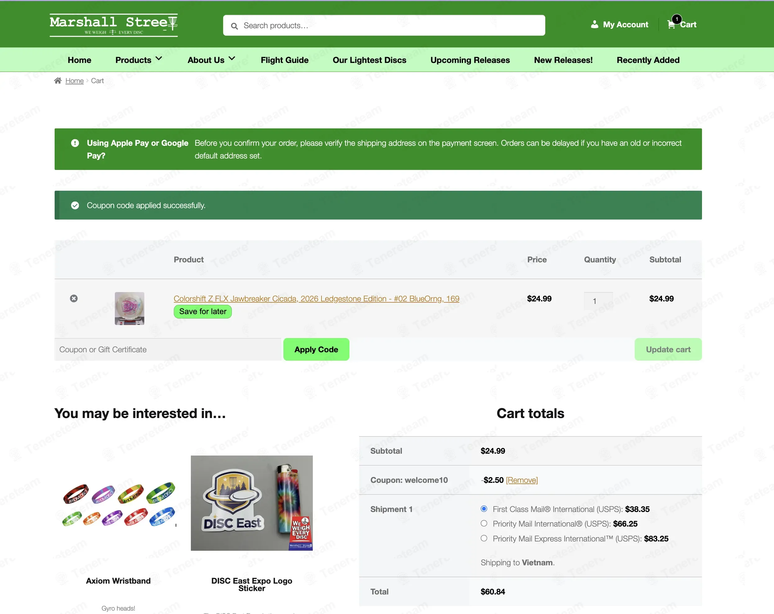 Marshall Street Disc Golf coupon code: 10% off with WELCOME10. Tested and valid as 3 months ago.