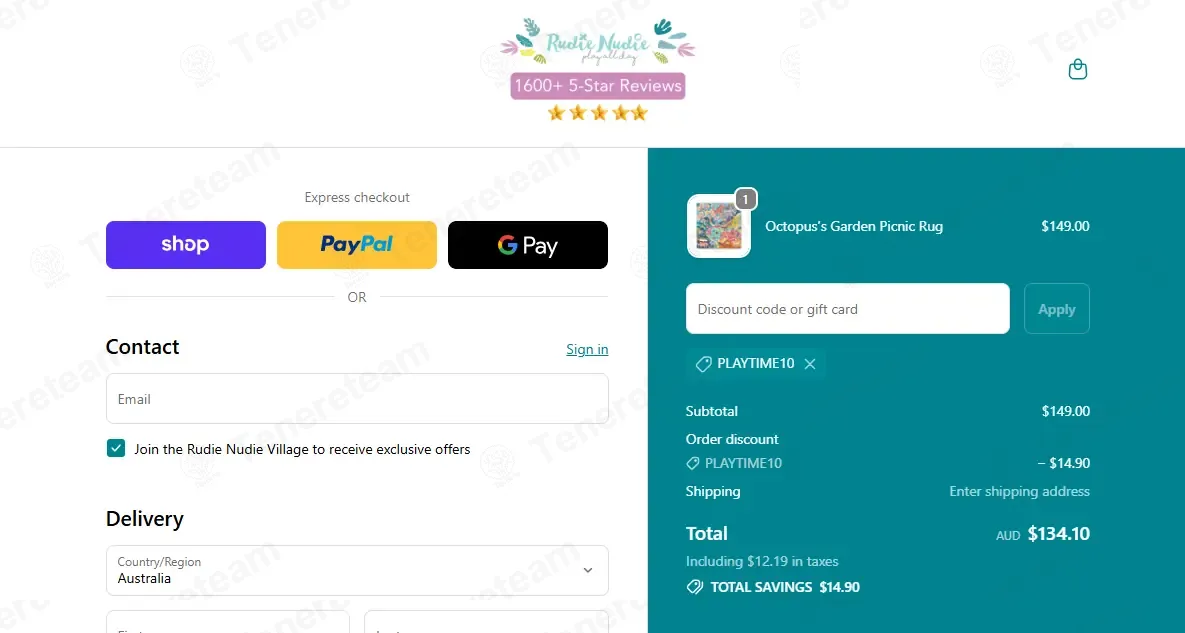 Rudie Nudie Designs coupon code: 10% off with PLAYTIME10. Tested and valid as 1 week ago.