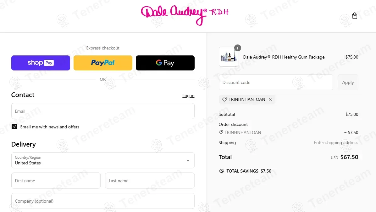 Dale Audrey coupon code: 10% off with TRINHNHANTOAN. Tested and valid as 1 year ago.