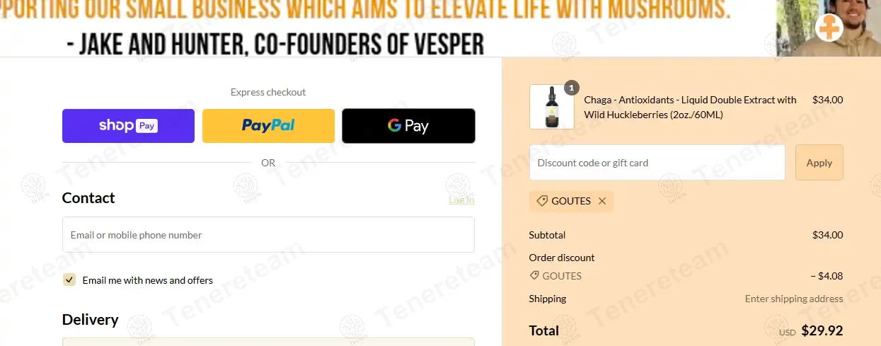 Vesper Mushrooms coupon code: 12% off with GOUTES. Tested and valid as 1 year ago.