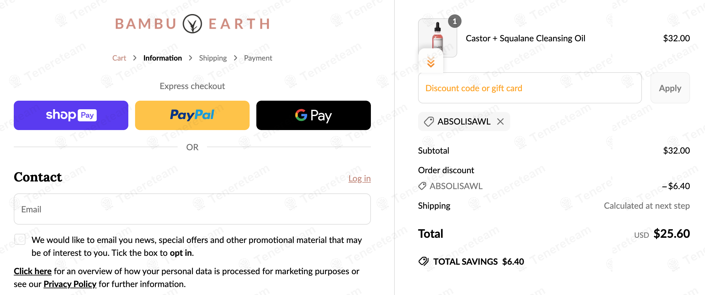 Bambu Earth apply coupon code