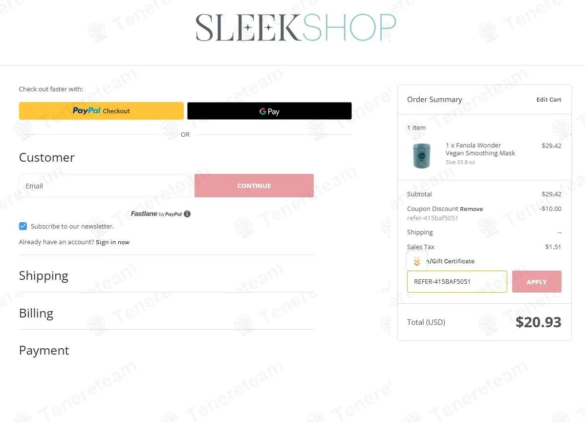 SleekHair coupon code: $10 off with REFER-415BAF5051. Tested and valid as 9 months ago.