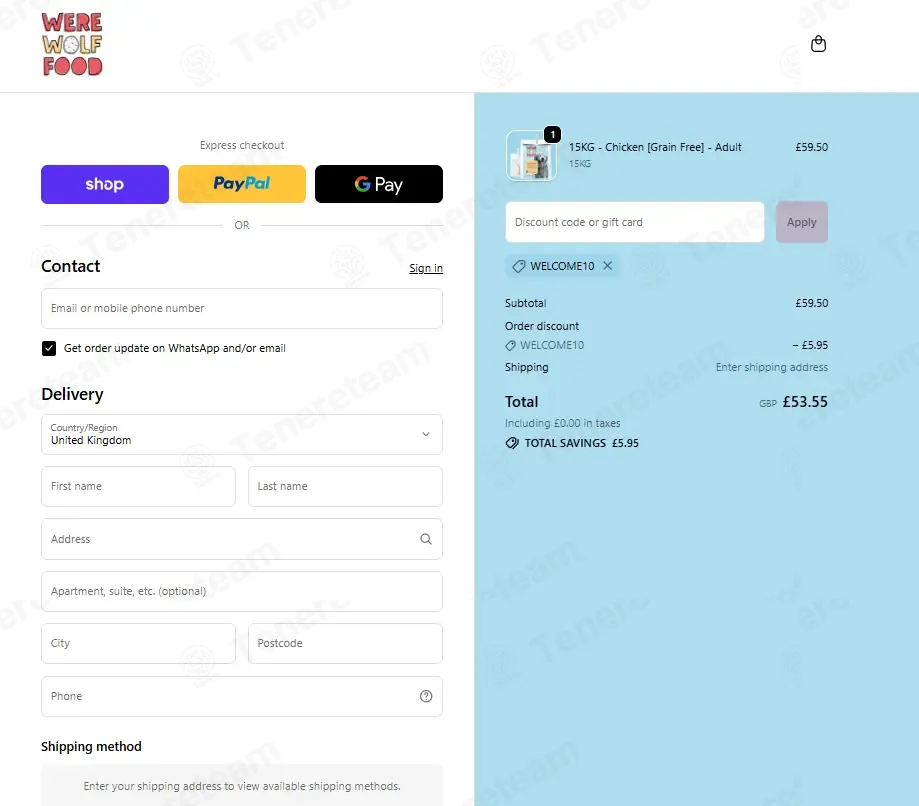 Were Wolf Food coupon code: 10% off with WELCOME10. Tested and valid as 1 month ago.