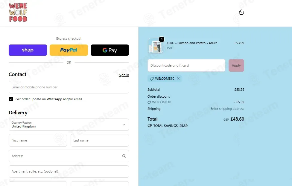 Were Wolf Food coupon code: 10% off with WELCOME10. Tested and valid as 1 month ago.
