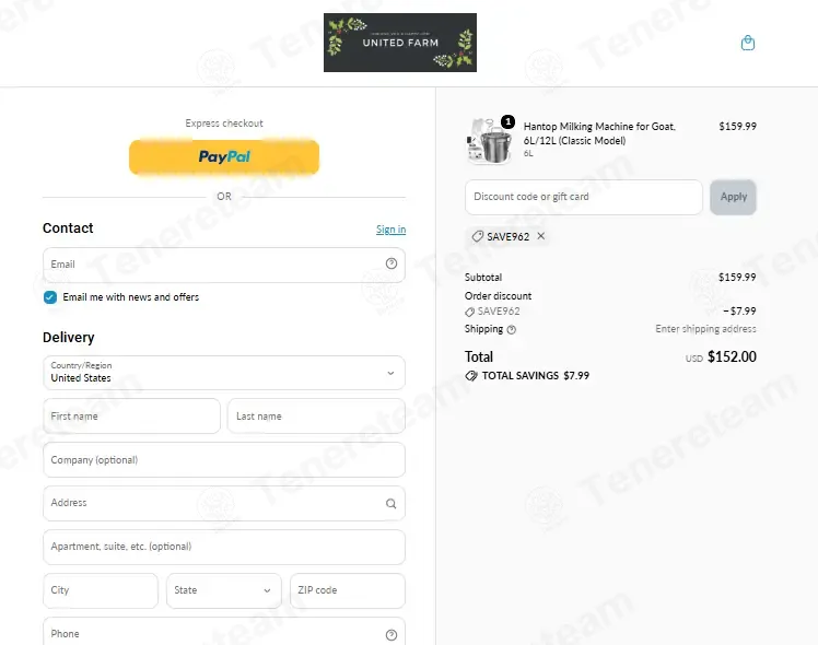 Hantop UnitedFarm coupon code: 5% off with SAVE962. Tested and valid as 2 days ago.