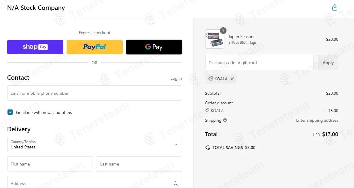 Na Stock Company coupon code: 15% off with KOALA. Tested and valid as 1 year ago.