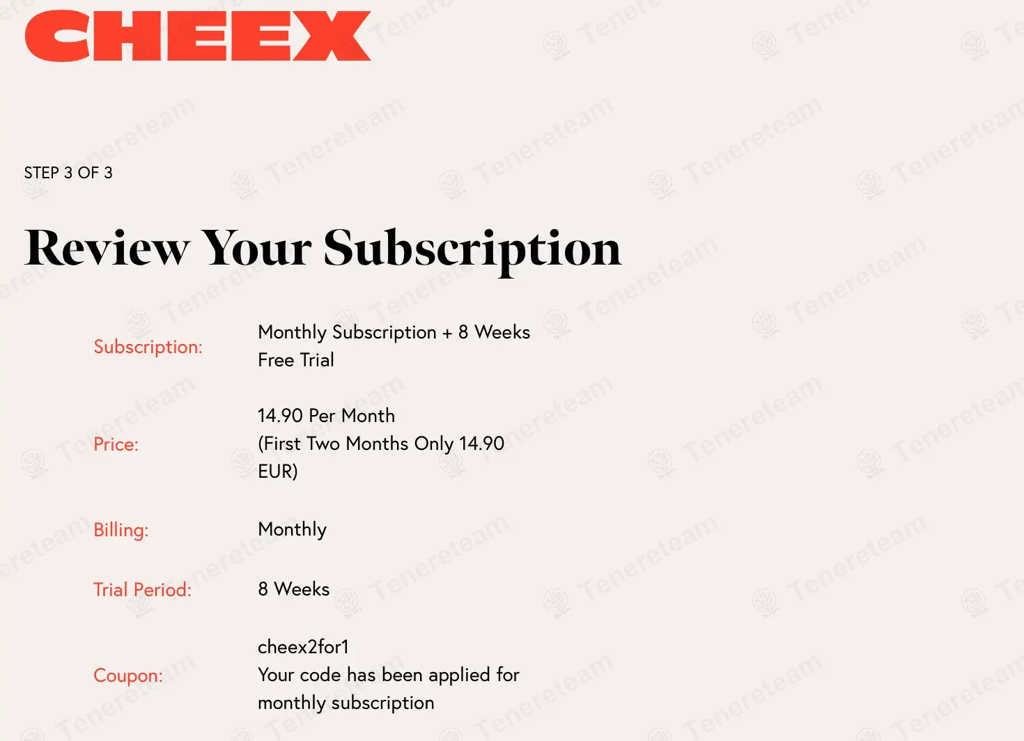 Cheex coupon code: Sale off with cheex2for1. Tested and valid as 9 months ago.