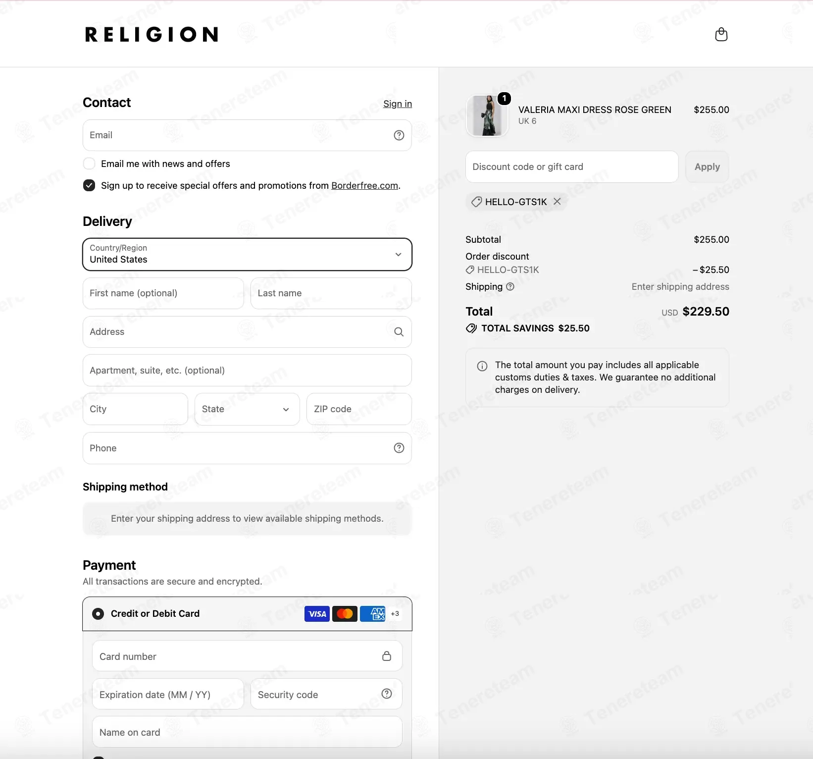 RELIGION Clothing coupon code: 10% off with HELLO-GTS1K. Tested and valid as 3 weeks ago.