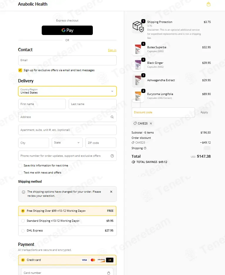 Anabolic Health coupon code: 25% off with CAKE25. Tested and valid as 7 months ago.