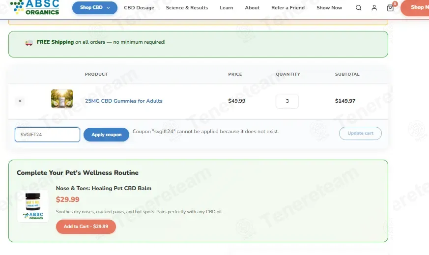 ABSC Organics coupon code: 10% off with SVGIFT24. Tested and valid as 1 month ago.