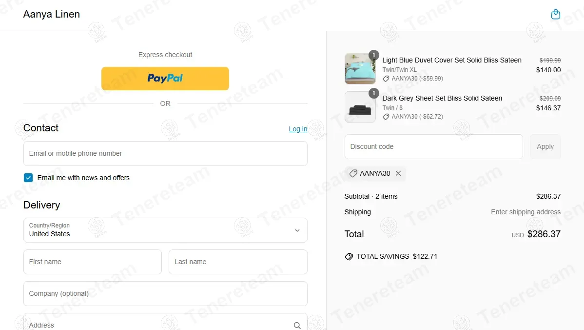 Aanya Linen coupon code: 30% off with AANYA30. Tested and valid as 1 year ago.