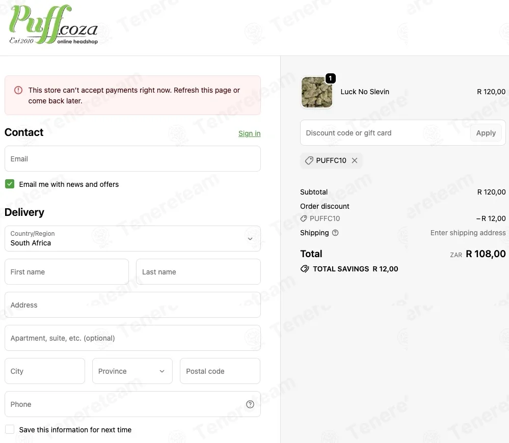 Puff.co.za coupon code: 10% off with PUFFC10. Tested and valid as 2 months ago.